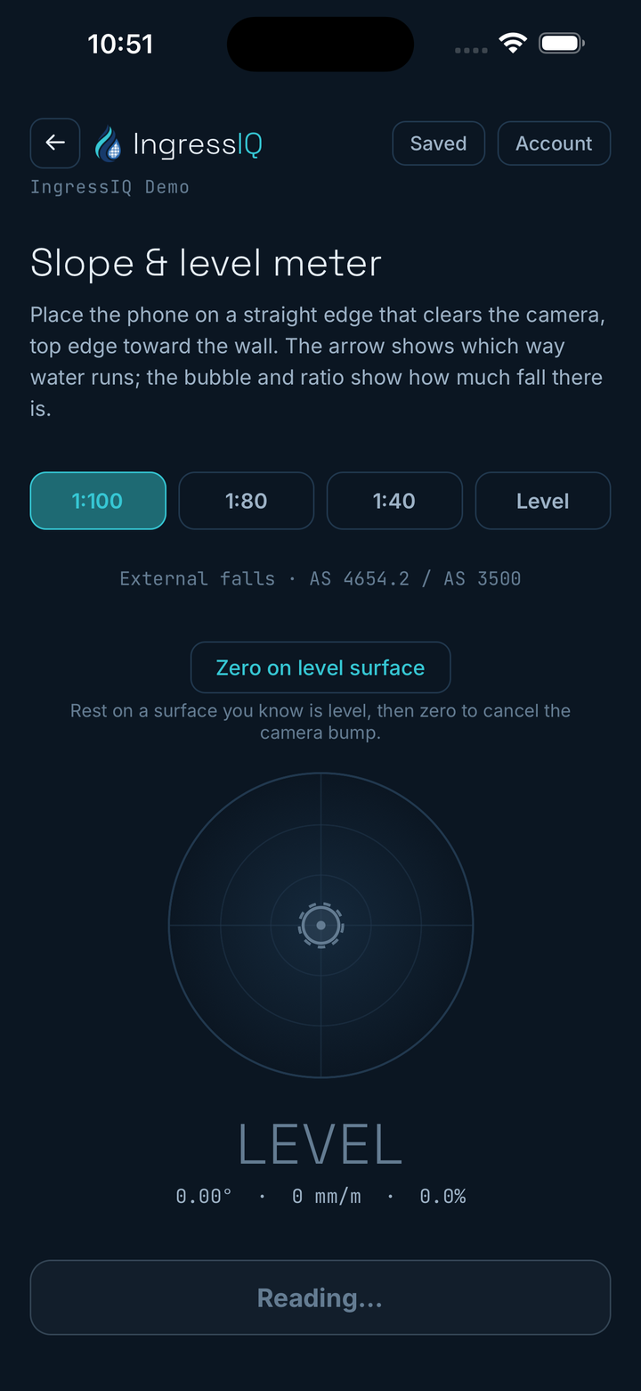 Free slope and level meter